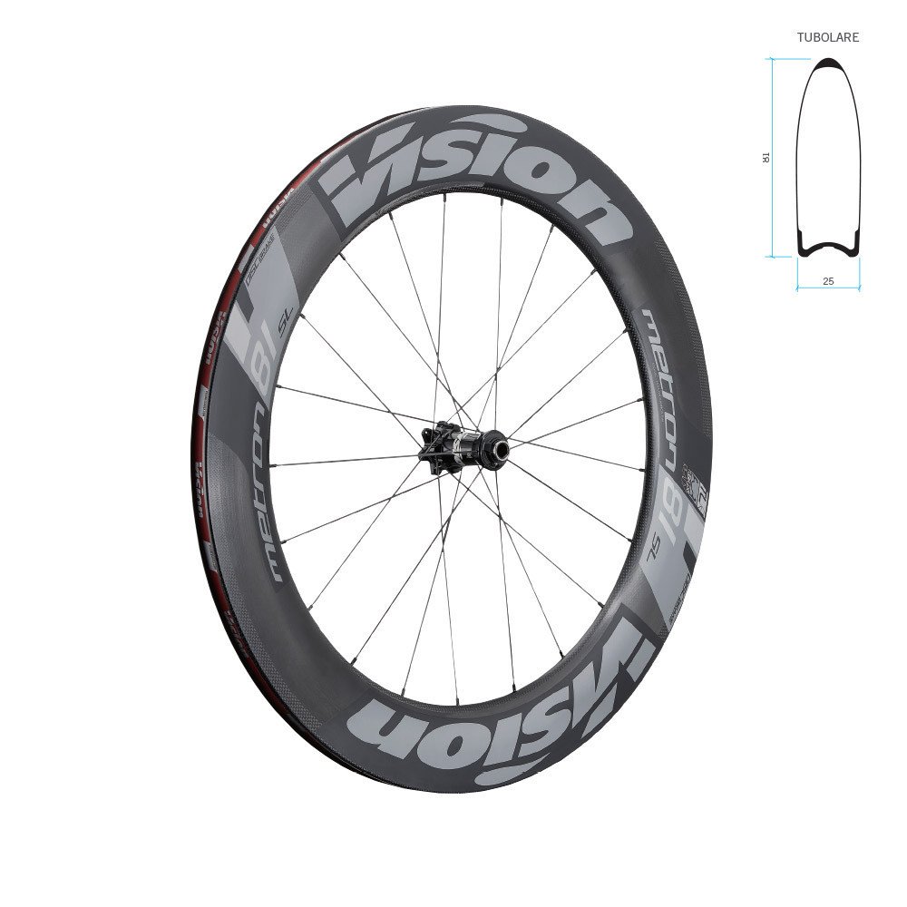 Coppia ruote METRON 81 SL Carbon c24.8 tubolare Disc 28/700C V18 - SH11/HG, 6 fori 