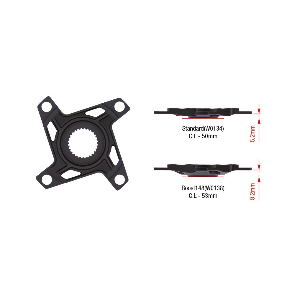 Spider Bosch Gen4 104BCD in alluminio - nero, linea catena 53 mm, boost 148mm, W0138