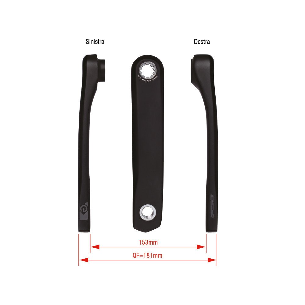 Coppia pedivelle E-Bike CK-200/GEN3 (MINI ISIS) - 170 mm, nero