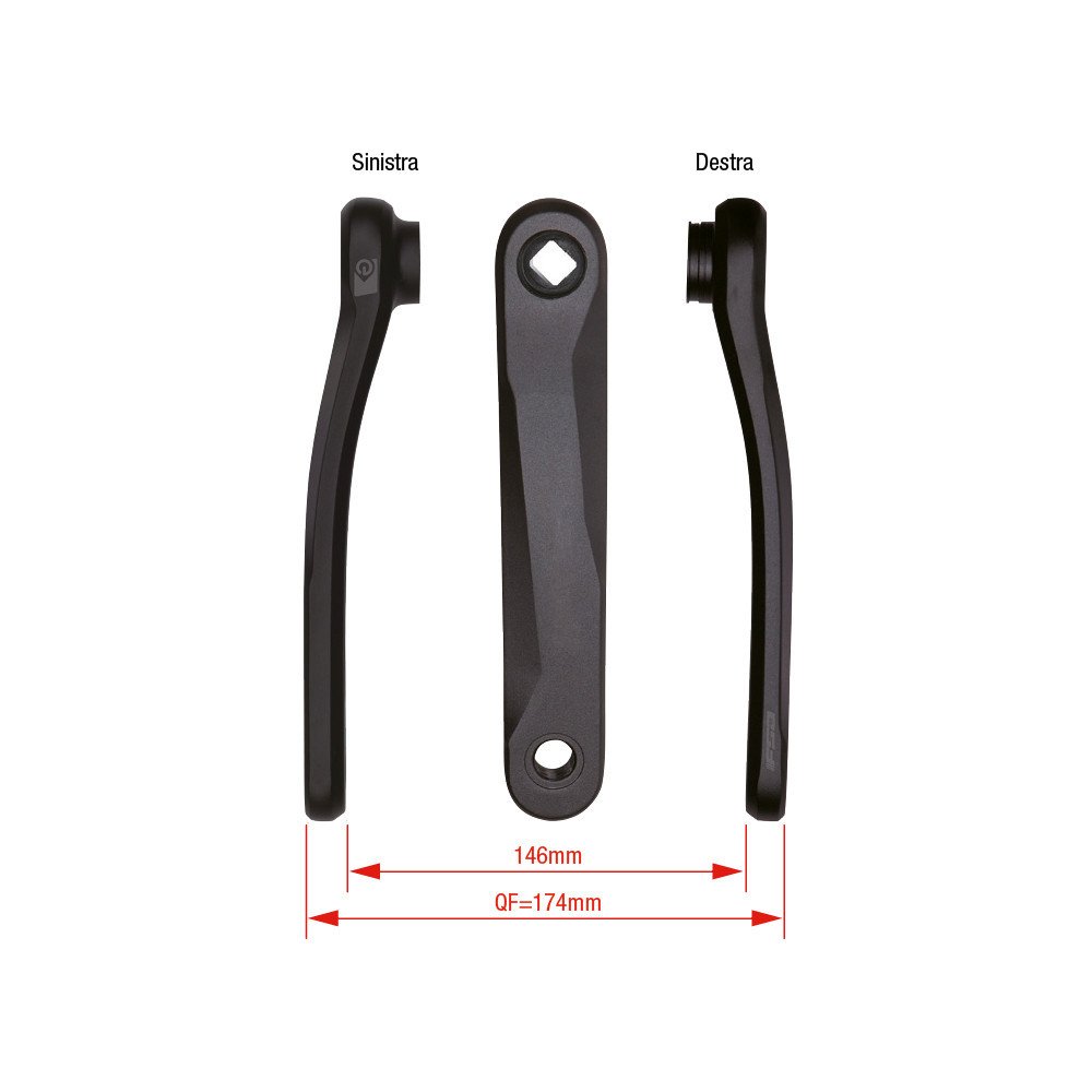 Coppia pedivelle E-Bike CK-745/JIS - 175 mm, nero