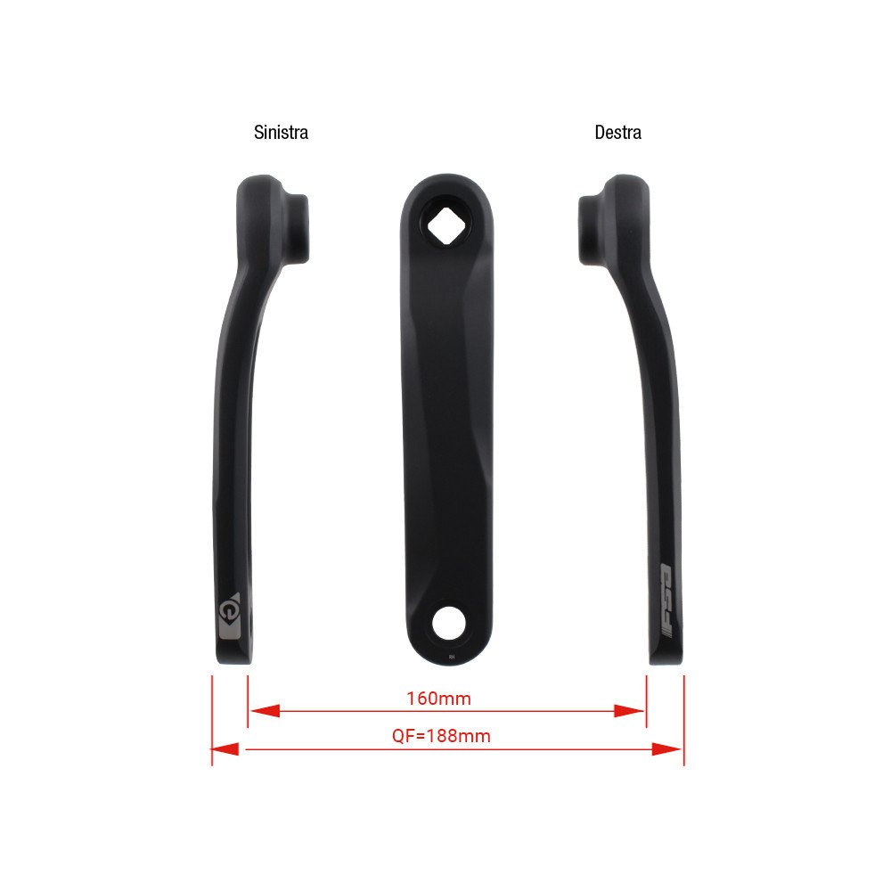 COPPIA PEDIVELLE E-BIKE CK-745/JIS - 165 mm, nero