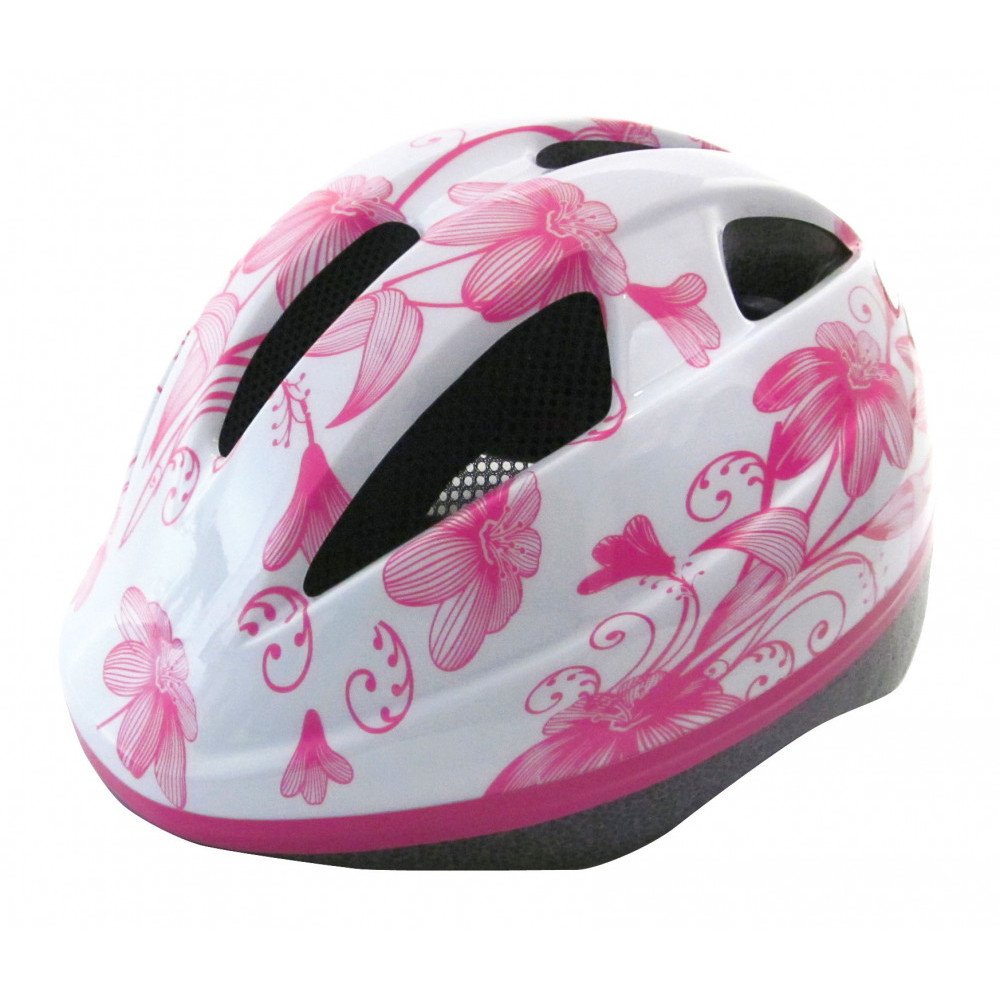 Casco EARLY RIDER - XS (48-52 cm), Flowers, bianco rosa