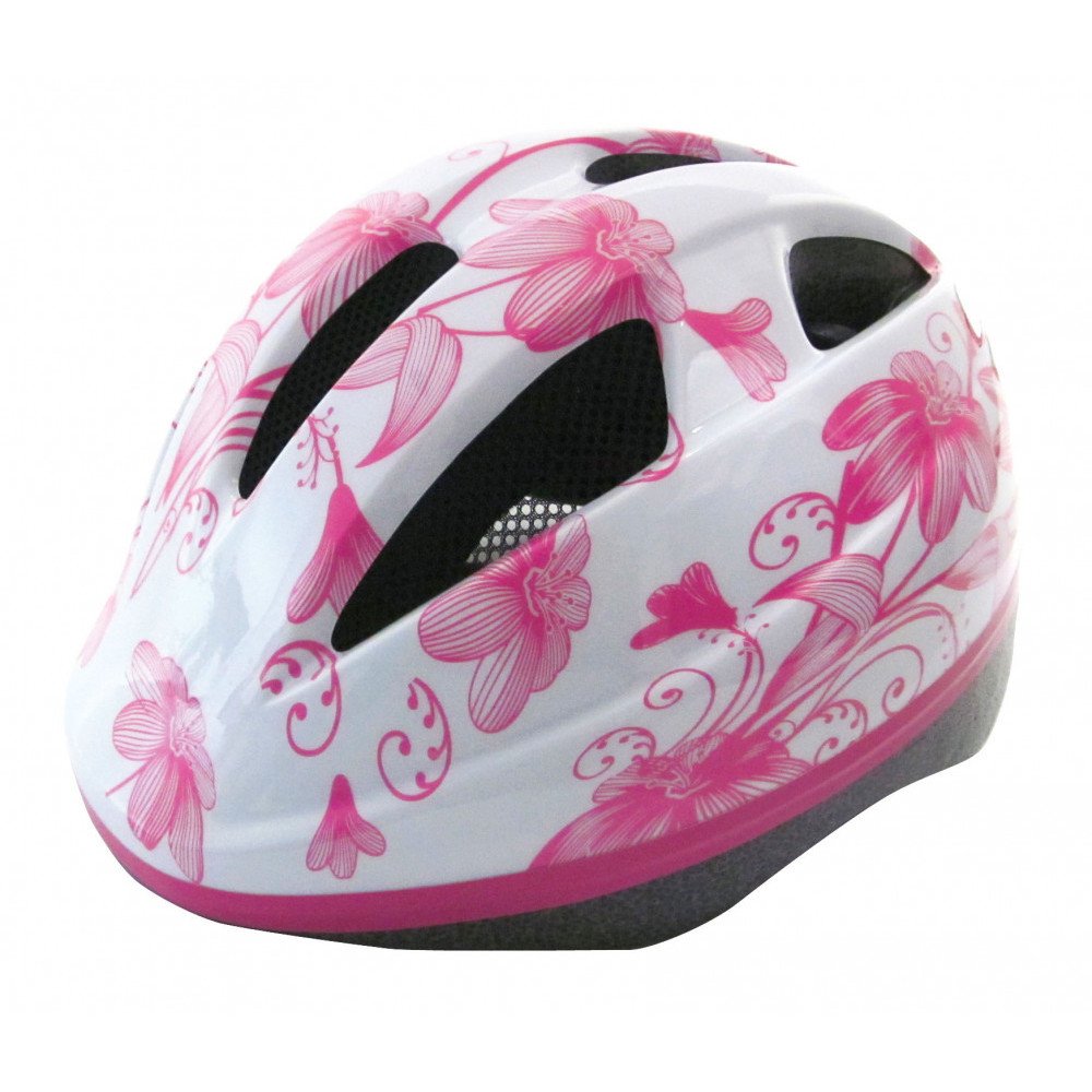 Casco EARLY RIDER - S (52-56 cm), Flowers, bianco rosa