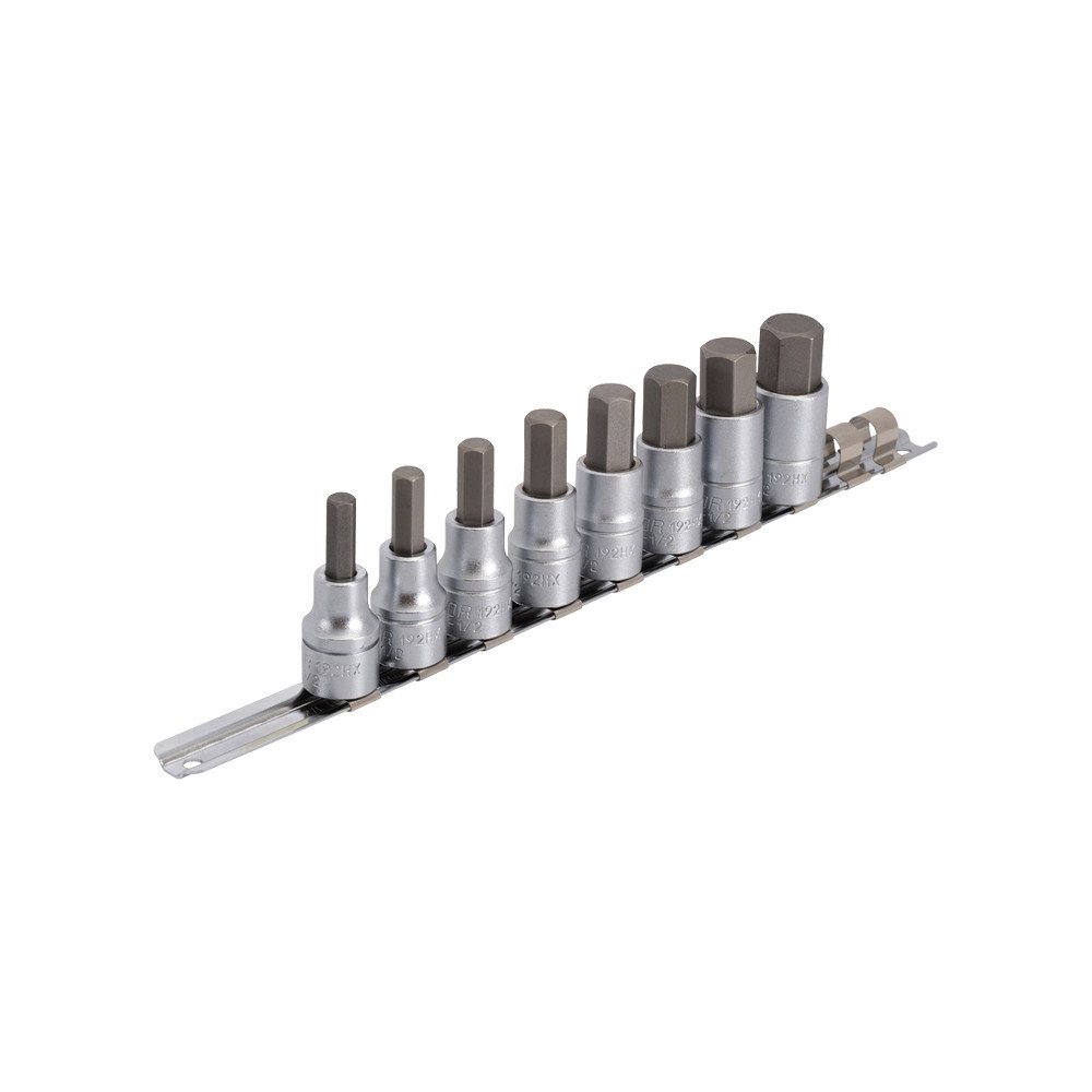 Screwdriver socket set 192HHXP6 with HEX profile 1/2 on rail - 8-19 mm