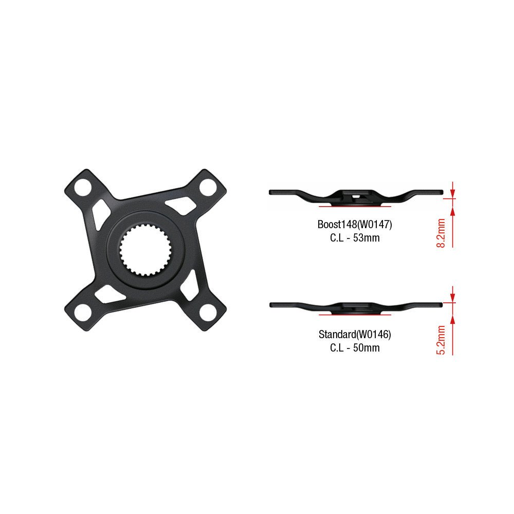 Spider Bosch Gen4 104BCD in acciaio - nero, boost 148mm linea catena 53mm W0147