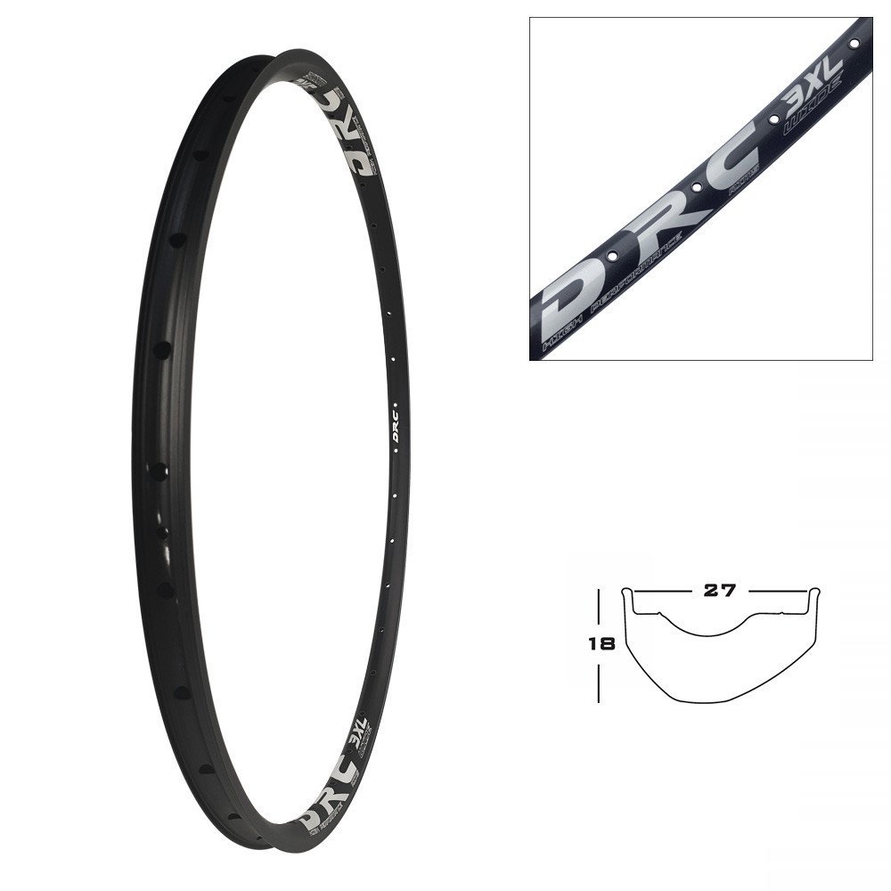 Rim Climber 3XL 650b 32 holes, alloy for disc brake, black, rim width 27mm, height 18mm, weight 415 gr tubeless ready hookless for xc marathon