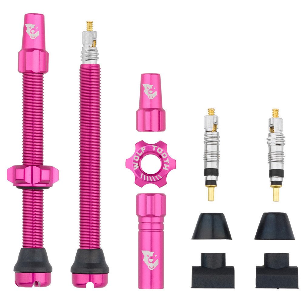 Pair of TUBELESS VALVES compatible with tyre inserts - 60 mm, PINK