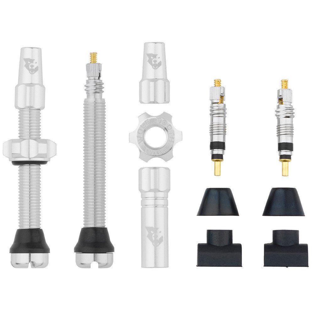 Wolftooth Pair of TUBLESS VALVES compatible with tyre inserts - 44 mm, SILVER