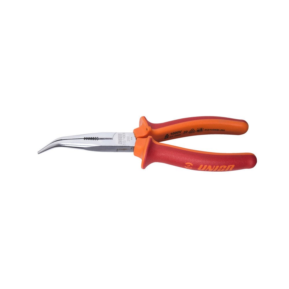 Unior Long nose pliers with side cutter and pipe grip, bent 512/1VDEBI - 170 mm