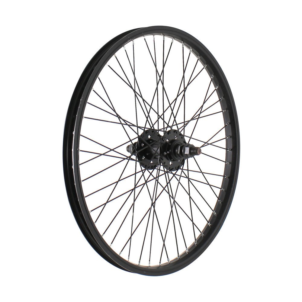 Easy Front wheel BMX 20x1,75 - Axle 14 mm, cup and cone, aluminium hub black Ø 70, aluminium rim