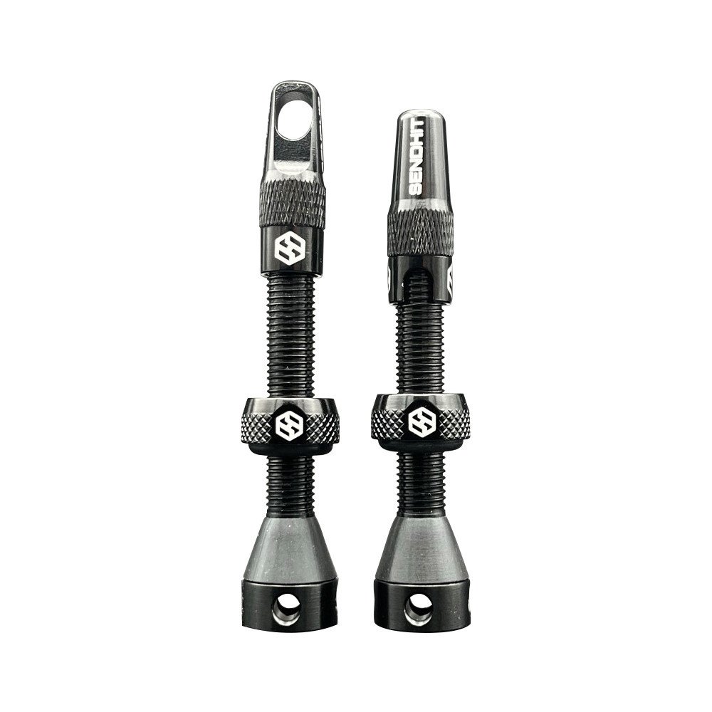 Sendhit Pair of TUBLESS VALVES compatible with tyre inserts - 44 mm, black