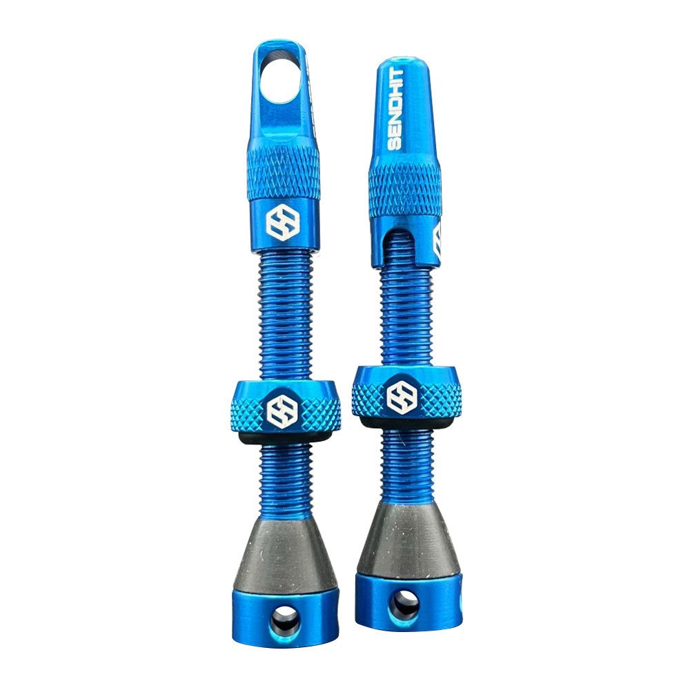 Sendhit Pair of TUBLESS VALVES compatible with tyre inserts - 44 mm, blue