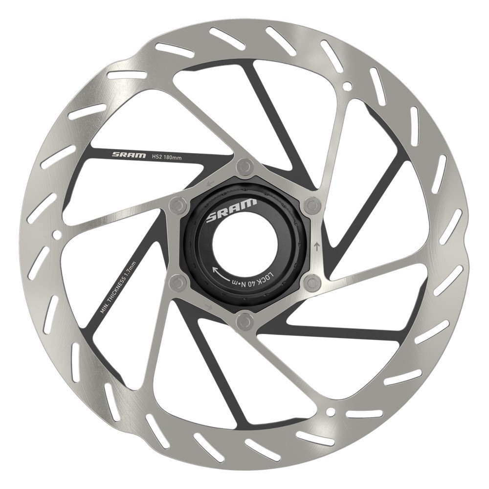 Sram Disc rotor HS2 rounded Center Lock with lockring - 180 mm, silver black