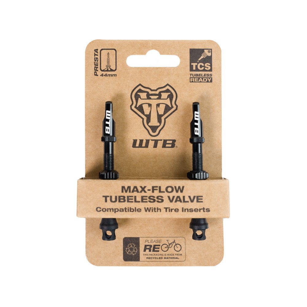 Wtb Coppia valvole tubeless TCS AL MAX-FLOW compatibile inserti copertoni - 46 mm, nero