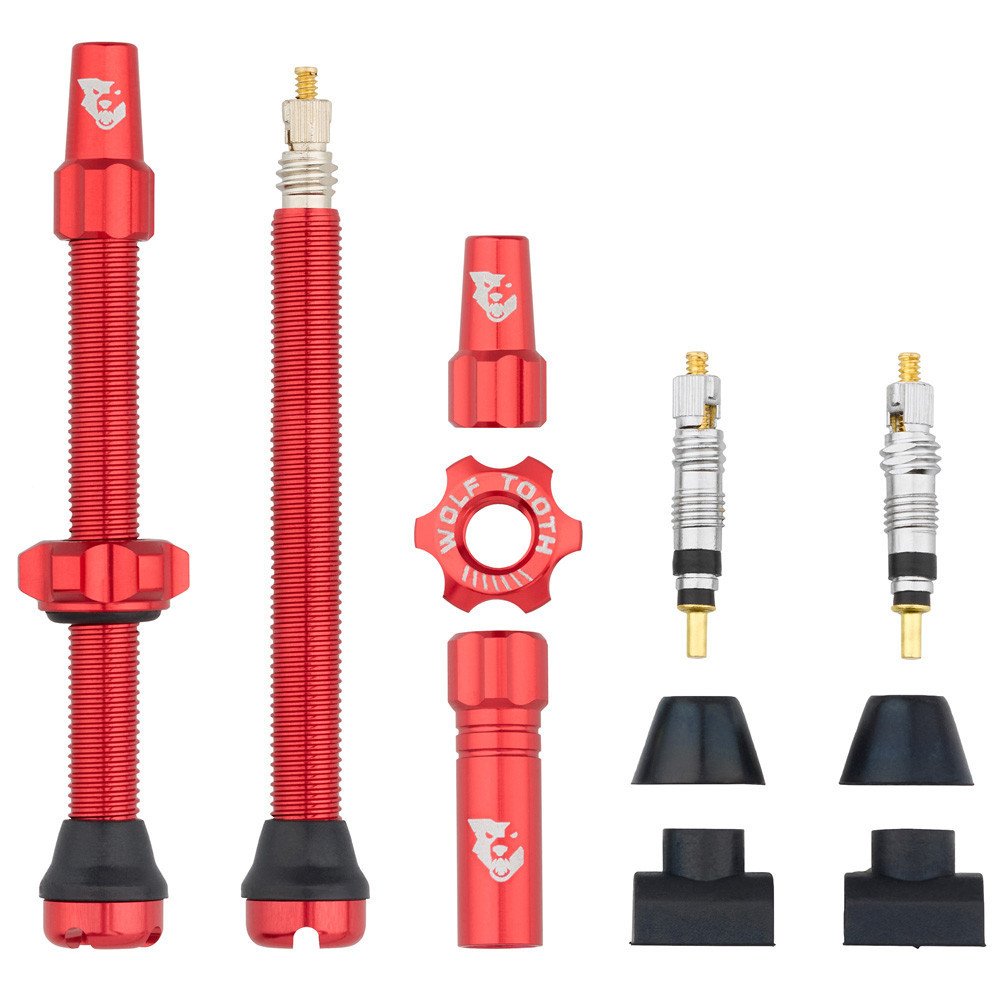 Wolftooth Coppia VALVOLE TUBELESS compatibili inserti copertoni - 66 mm, ROSSO
