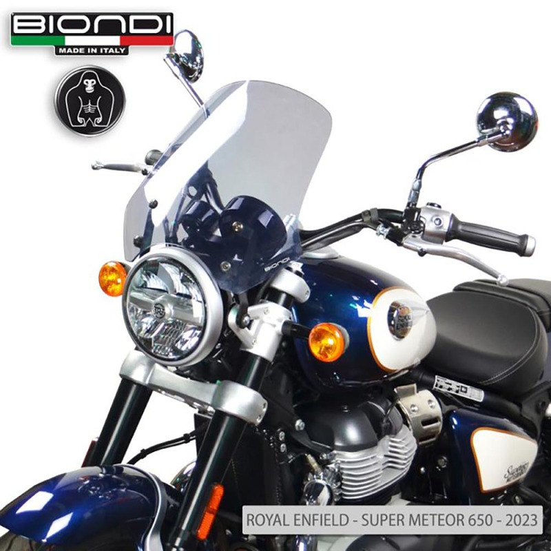BIONDI WINDSHIELD R. ENFIELD METEOR350 21 FUME CLEAR - TOURING