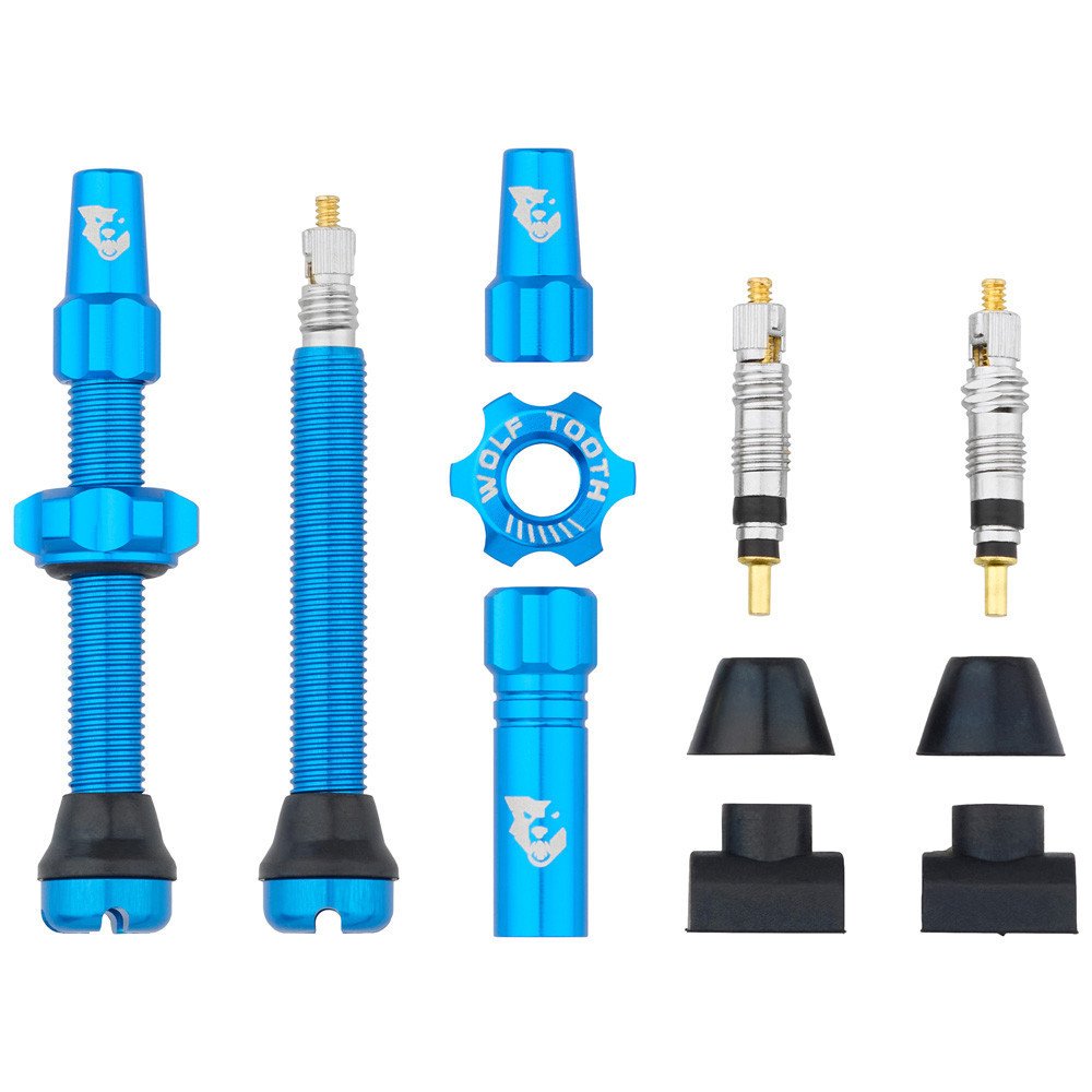 Wolftooth Coppia VALVOLE TUBELESS compatibili inserti copertoni - 44 mm, BLU
