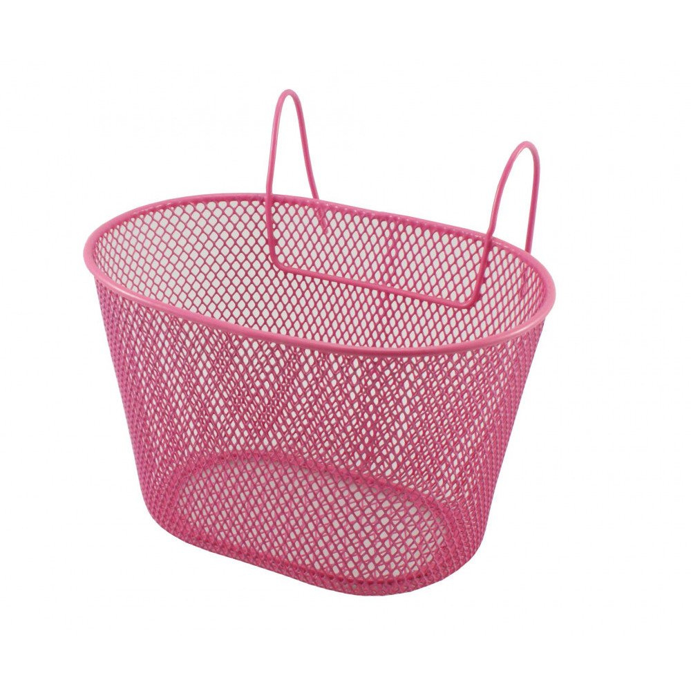 Front basket JUNIOR OVAL WITH HOOKS - pink