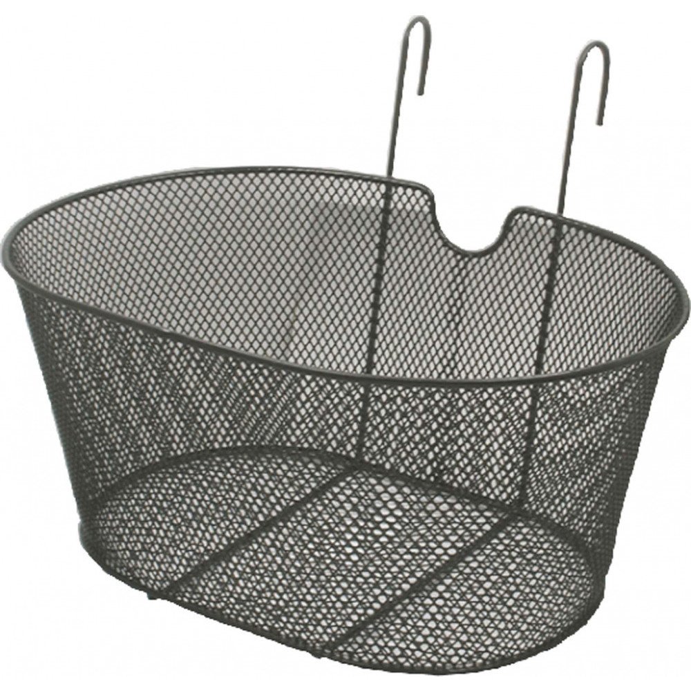 Front basket OVAL WITH HOOKS - black