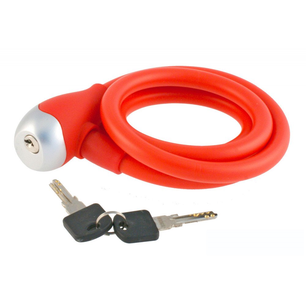 Spiral cable lock SILICON Ø 12 - red