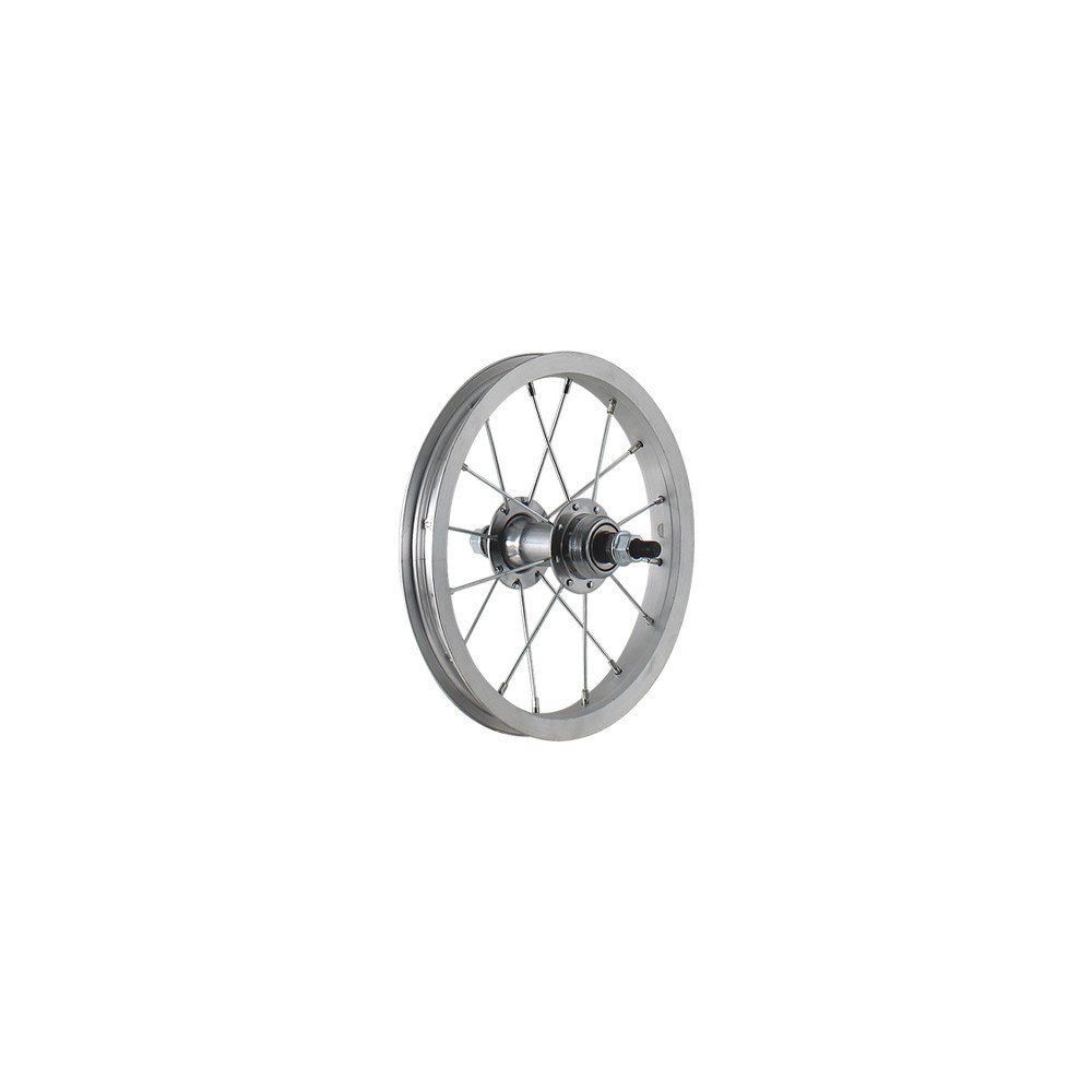 Rear wheel threaded JUNIOR 12x1,75 - Axle 3/8, cup and cone, steel hub 1s, aluminium rim