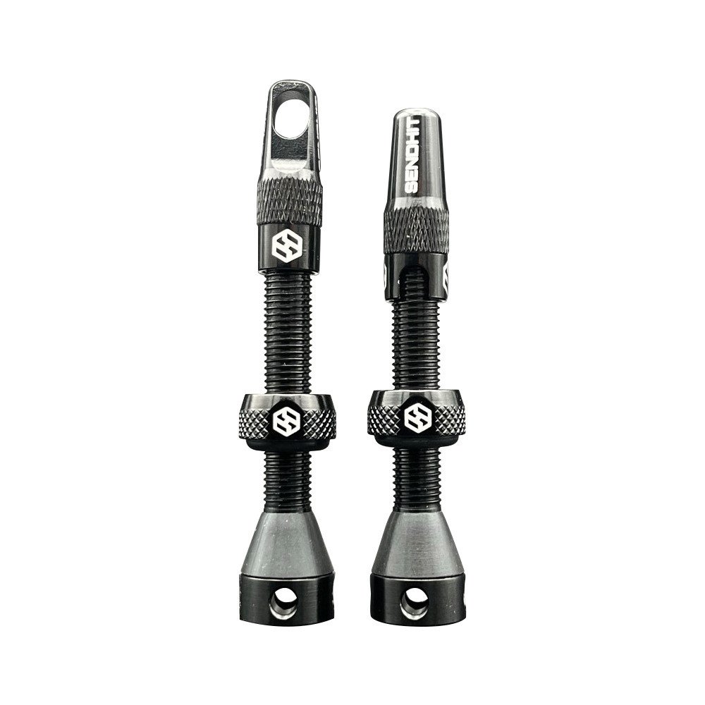 Pair of TUBLESS VALVES compatible with tyre inserts - 44 mm, black