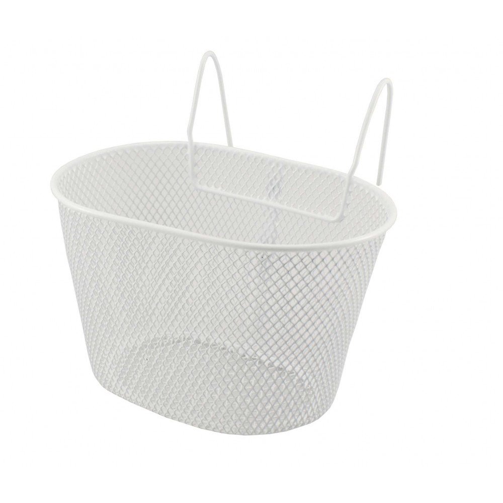 Front basket JUNIOR OVAL WITH HOOKS - white