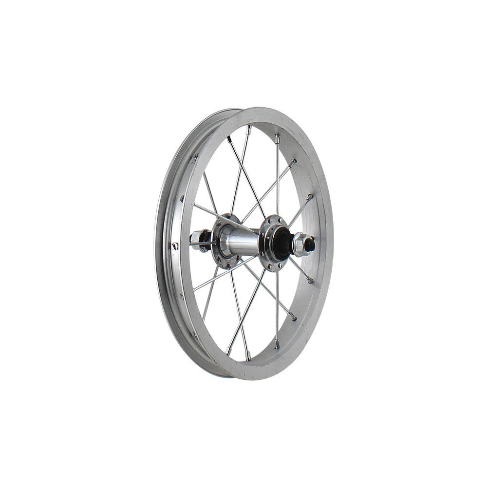 Front wheel JUNIOR 12x1,75 - Axle 3/8, cup and cone, steel hub, aluminium rim