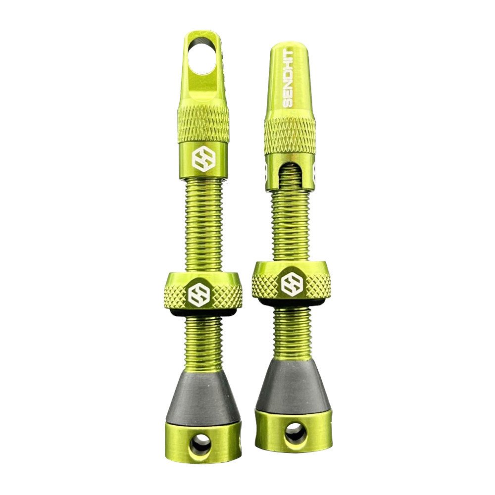Pair of TUBLESS VALVES compatible with tyre inserts - 44 mm, green