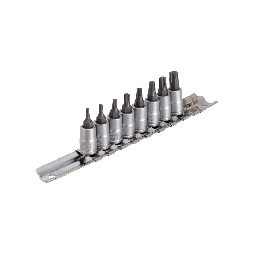 Screwdriver socket set 187HTXP8 with TORX profile 1/2 on rail - T8-T40